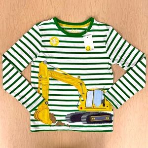 New Mini Boden Shirt Boys 8-9 Y Lift the Flap Vehicle Tee Ivory Green Diggger